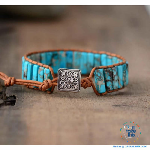 Image of Bohemian Handmade Multi Color Natural Stone Bracelets, Turquoise or Tan Colors - I'LL TAKE THIS