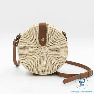 Handwoven Round Rattan Straw Beach Bags ideal Shoulder or Crossbody Bags - Small or Medium Sizing - I'LL TAKE THIS