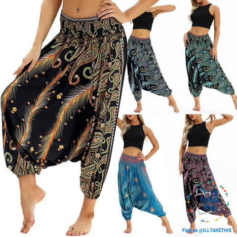 Image of Harem Pants, 25 Unique Bohemian/Hippy Styles with Wide Legs to suit your Yoga, Pilates or Mediation - I'LL TAKE THIS