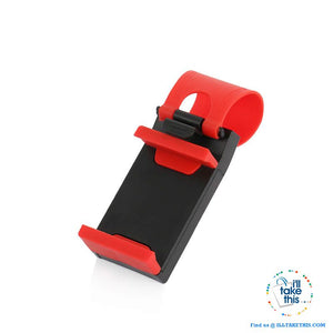 iPhone/Android Universal Cell SmartPhone/GPS Car Steering Wheel Clip, Mount/Holder in Black or Red!