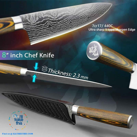 Image of Japanese Style High Carbon Stainless Steel Lasered design Chef Kitchen Knives - I'LL TAKE THIS
