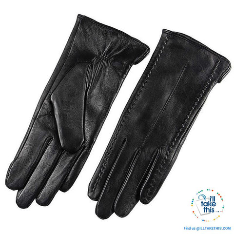 Image of Full-finger Women's Gloves handcrafted in Super-soft Lambskin, lined in Vegan fur - 7 Colors - I'LL TAKE THIS