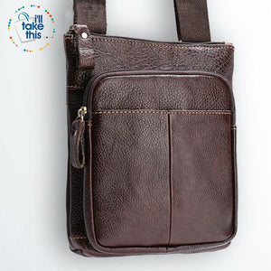 Man Bag in Cowhide Leather - Cross-body/Shoulder Strap, 2 Zipper + 1 Open pocket - 2 Colors - I'LL TAKE THIS