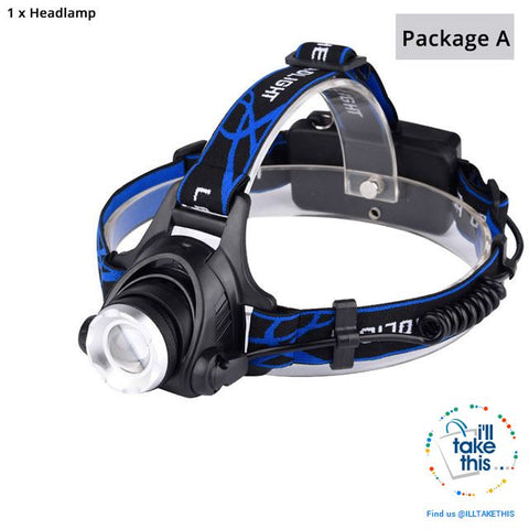 Image of High Powered Headset - 3800 or 6000 Lumens in a Single LED Headlamps, Zoomable beam 60° - I'LL TAKE THIS
