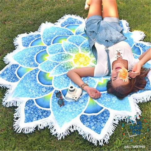 Image of Mandala Tassel Tapestry, Round Mandala style Yoga Mat, Rayon printed Beach Blanket - I'LL TAKE THIS
