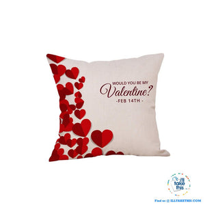 💝 LOVE Heart Collection of Cotton Linen Pillow Case ideal Valentine's Day Gift, Very Romantic