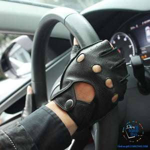 Men's Drivers Gloves Genuine Leather - Supersoft Deerskin Fingerless Gloves - 2 Colors