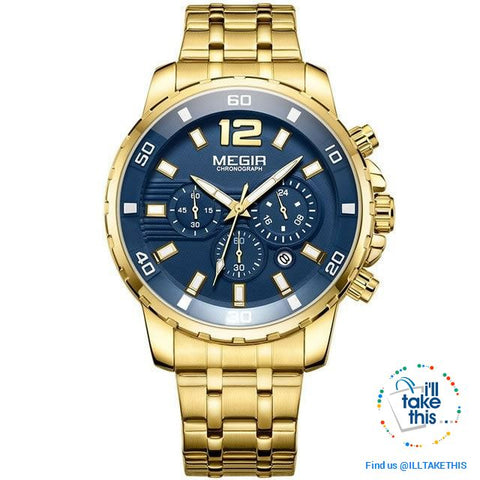 Image of Men's Luxury Business Watches, Stainless Steel Quartz Water-resistant Gold, Silver/White or Black - I'LL TAKE THIS