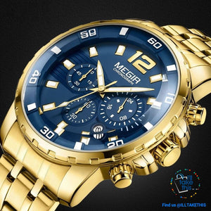 Men's Luxury Business Watches, Stainless Steel Quartz Water-resistant Gold, Silver/White or Black