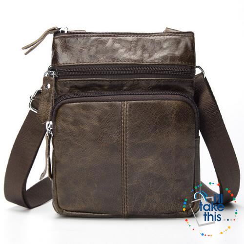 Man Bag in Genuine Leather - Small Messenger Bag with Shoulder  Strap/Cross-body - 5 Colors