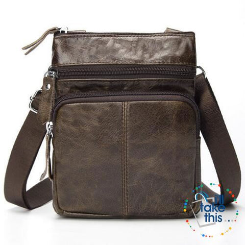 Image of Man Bag in Genuine Leather - Small Messenger Bag with Shoulder Strap/Cross-body - 5 Colors - I'LL TAKE THIS