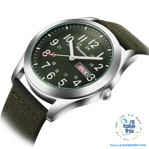 Image of ⌚ Men Limited Edition Military Styled Watches with Canvas Wristband - 3 Color Face/Band Options - I'LL TAKE THIS