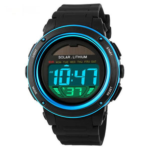 Gent's Solar energy Electronic Sports Watch with LED Digital Quartz Display