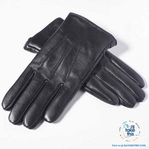 Image of Touch screen Soft Sheepskin Leather Gloves in Black - I'LL TAKE THIS