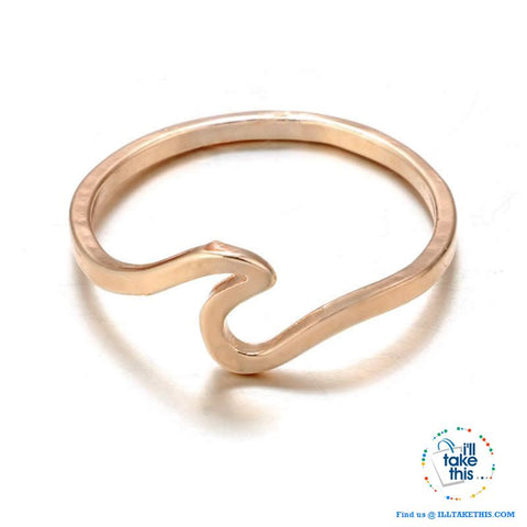 Image of Minimalist Wave Rings for Women, Midi Ring Knuckle in Rose Gold, Gold or Silver - I'LL TAKE THIS