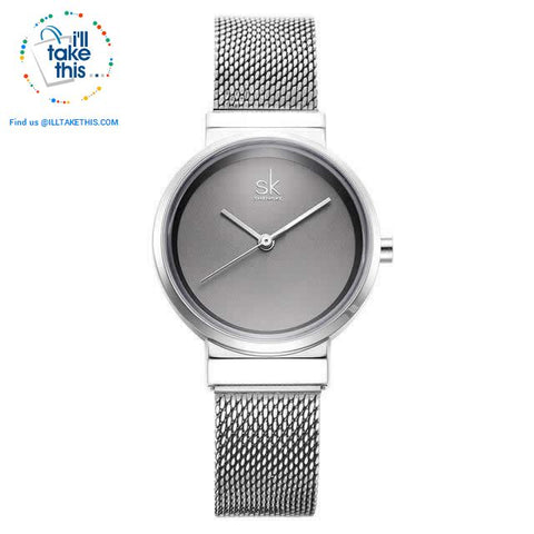 Image of Minimalist Women's close-weave mesh wristwatch, 3 color options set in Silver - I'LL TAKE THIS
