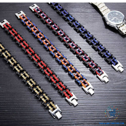 Image of Link Chain Bracelets - 11 Color Options in a Stainless Steel Link Chain Men's Bracelet