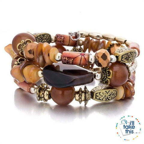 Image of Bohemian Bead/Charm Bracelet Multi-layered, Designed to give a modern stacked Look, 9 Color Options - I'LL TAKE THIS