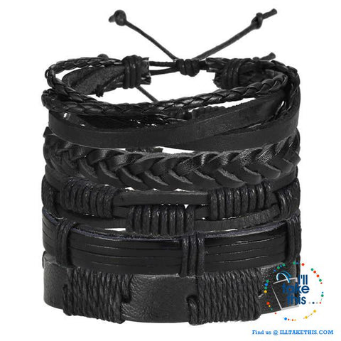 Image of Multistack individual Men's/Women's Punk Bracelets, Handmade Leather Wristband Bracelet Rope Jewelry - I'LL TAKE THIS