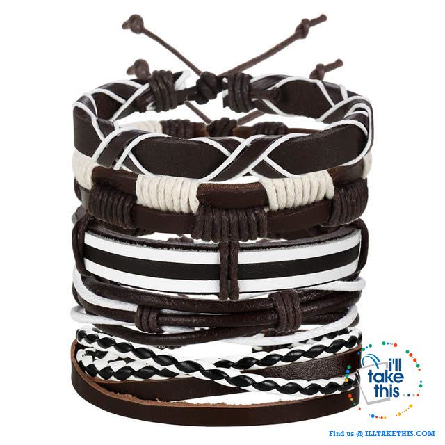 Edgy Punk Rock Leather Cord Bracelet – Triple Layer Braided Rope Wristband For Men & Women, Surfer Style