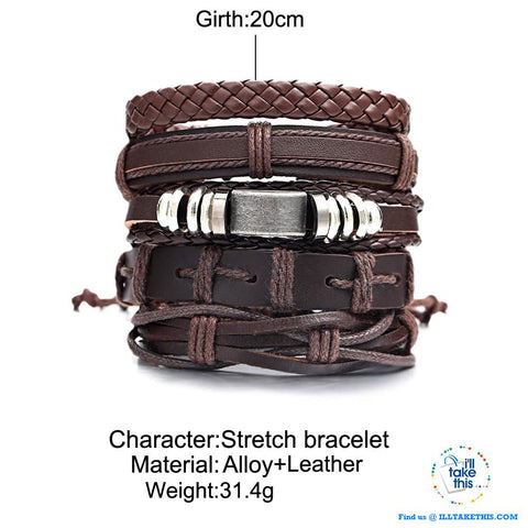 Image of Multistack individual Men's/Women's Punk Bracelets, Handmade Leather Wristband Bracelet Rope Jewelry - I'LL TAKE THIS
