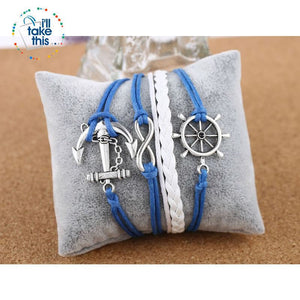 Nautical Charm Bracelet Handmade Rope/Knitting Collection, Channel your inner Skipper