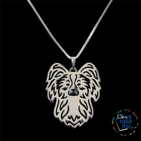 Image of Papillon Dog Pendant in Gold, Silver or Rose Gold with BONUS Link Chain Necklace - I'LL TAKE THIS