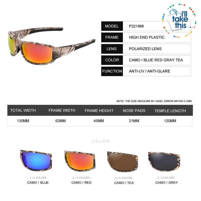MOTELAN Polarized Camouflage Sunglasses for Men's Fishing Hunting Boat