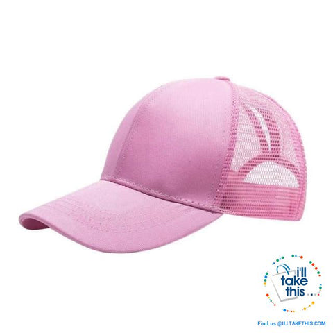 Image of Women's Ponytail Baseball Cap - Aerated with Adjustable Velcro strap, 7 colors - I'LL TAKE THIS