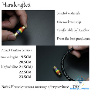 🌈 Rainbow Gay Pride LGBT Braided Vegan Leather Bracelet with Magnetic Clasp