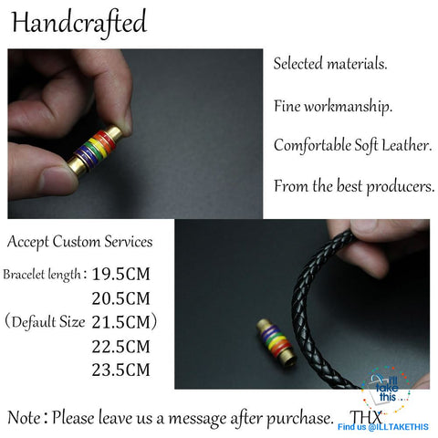 Image of 🌈 Rainbow Gay Pride LGBT Braided Vegan Leather Bracelet with Magnetic Clasp - I'LL TAKE THIS