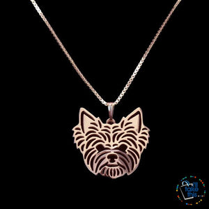 Yorkshire Terrier Pendant in Gold, Silver or Rose Gold plating with FREE Link chain