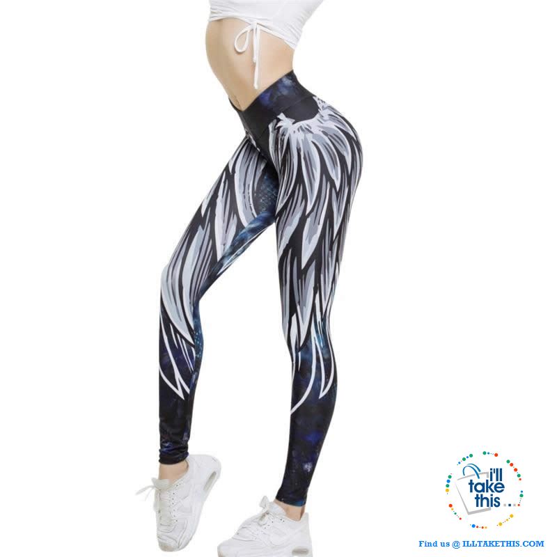 Sheer Angel Wing 3D Printed Women's Leggings/Work Out Pants - 4