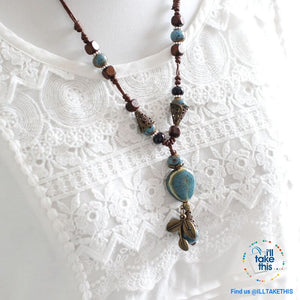 Bohemian/Gypsy style Necklace, gorgeous ceramic beading pieces - 3 color option - I'LL TAKE THIS