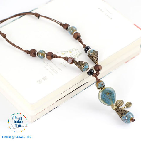 Image of Bohemian/Gypsy style Necklace, gorgeous ceramic beading pieces - 3 color option - I'LL TAKE THIS