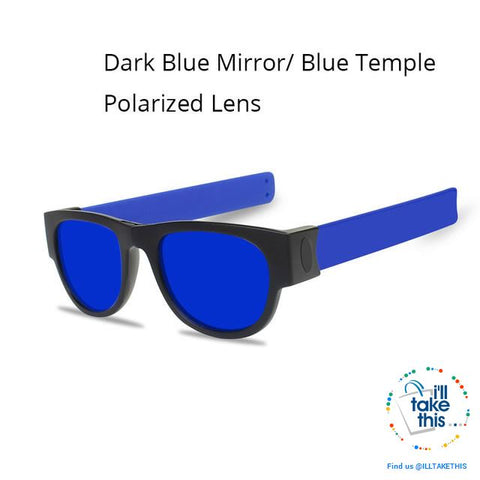 Image of Slap Foldable Mirrored Sunglasses Polarized unique Slappable Bracelet Unisex Design, Folding Shades - I'LL TAKE THIS