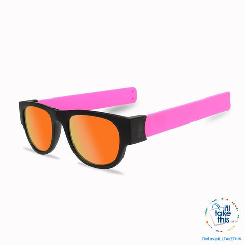 Image of Slap Foldable Mirrored Sunglasses Polarized unique Slappable Bracelet Unisex Design, Folding Shades - I'LL TAKE THIS
