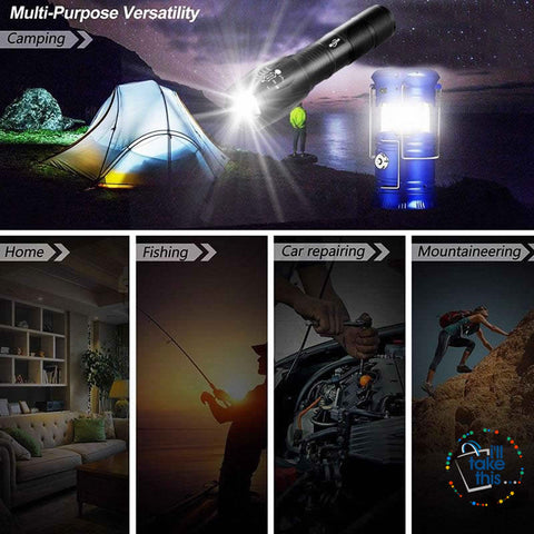 Image of Camping Bundle LED Lights - Solar Powered rechargeable Lantern/Torch Combination + Flashlight - I'LL TAKE THIS