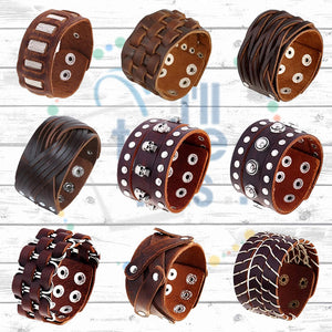 Punk/Vintage Style Wristband all made with Genuine Leather -  Braided, Wraps, Studs, Skulls + more - I'LL TAKE THIS