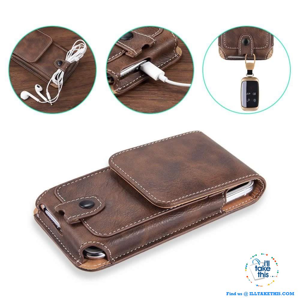DEE Case Leather Flip Cover Magnetic Push Closure Card Slots Pocket  Compatible with iPhone X - Brown