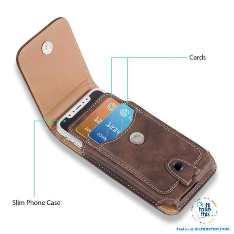 Image of Universal iPhone/Android Phone Case, Magnet lock with Card Holder - 3 Sizes, 2 Color Vegan Leather - I'LL TAKE THIS