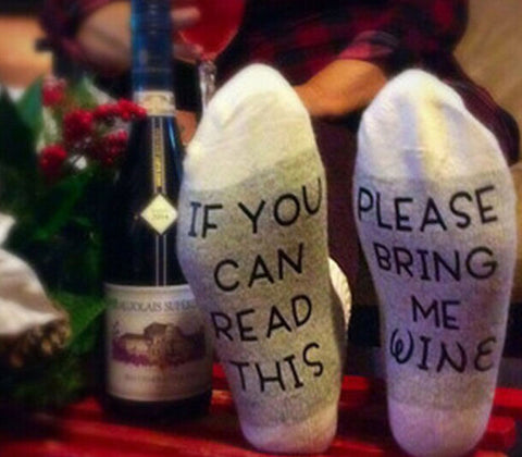 Image of Women's Men's Unisex Socks "If You Can Read This Bring Me A Glass Of_Wine" - I'LL TAKE THIS