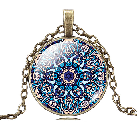 Image of Vintage Silver or Bronze Plated Symbol Buddhism Zen Mandala Flower Pendant + FREE Necklace - I'LL TAKE THIS