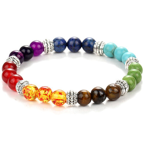 Image of 7 Chakra Bracelet Black Lava Healing Balance Beads Reiki Buddha Prayer Natural Stone Yoga Bracelets - I'LL TAKE THIS