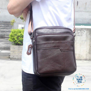 Cowhide leather Manbag/Messenger Bag ideal Shoulder bag to pack your Tech Gear - Black or Brown - I'LL TAKE THIS