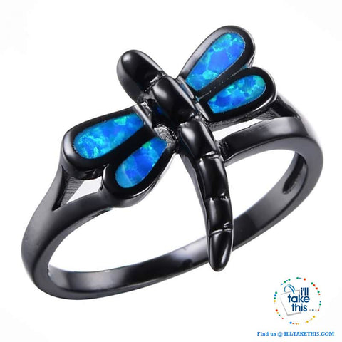 Image of Vintage Black Styled, Blue Opal Dragonfly RING's 💍 - I'LL TAKE THIS