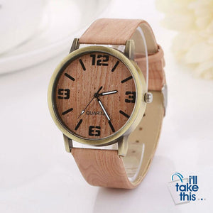 Vintage Wood Grain Luxury Watches - Women Fashion Watch with Quartz movements