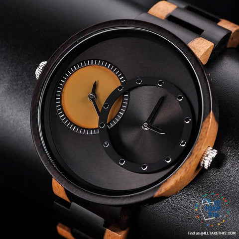 Image of ⌚ Dual time-zoned, Unique Design Ultra-thin Wooden watch, themed to impress. - I'LL TAKE THIS