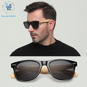 Wooden Vintage Wayfarer Retro Sunglasses 20 Colors - UV 400 UVA/UB Protection Mirrored Polycarb Lens