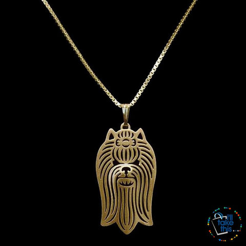 Image of Yorkshire Terrier Profile Pendant in Silver, Gold or Rose Gold plating with BONUS Link chain - I'LL TAKE THIS
